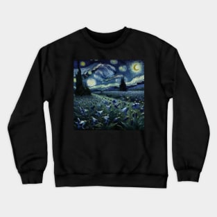 Enchanted Flower Garden Night: Gentian Starry Floral Crewneck Sweatshirt